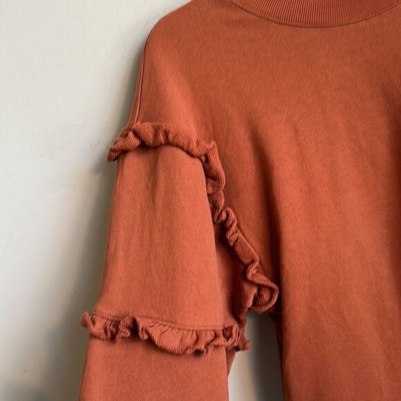 Rebecca Minkoff Evelyn Frill Balloon Sleeve Cotton Sweatshirt S - Picture 3 of 8